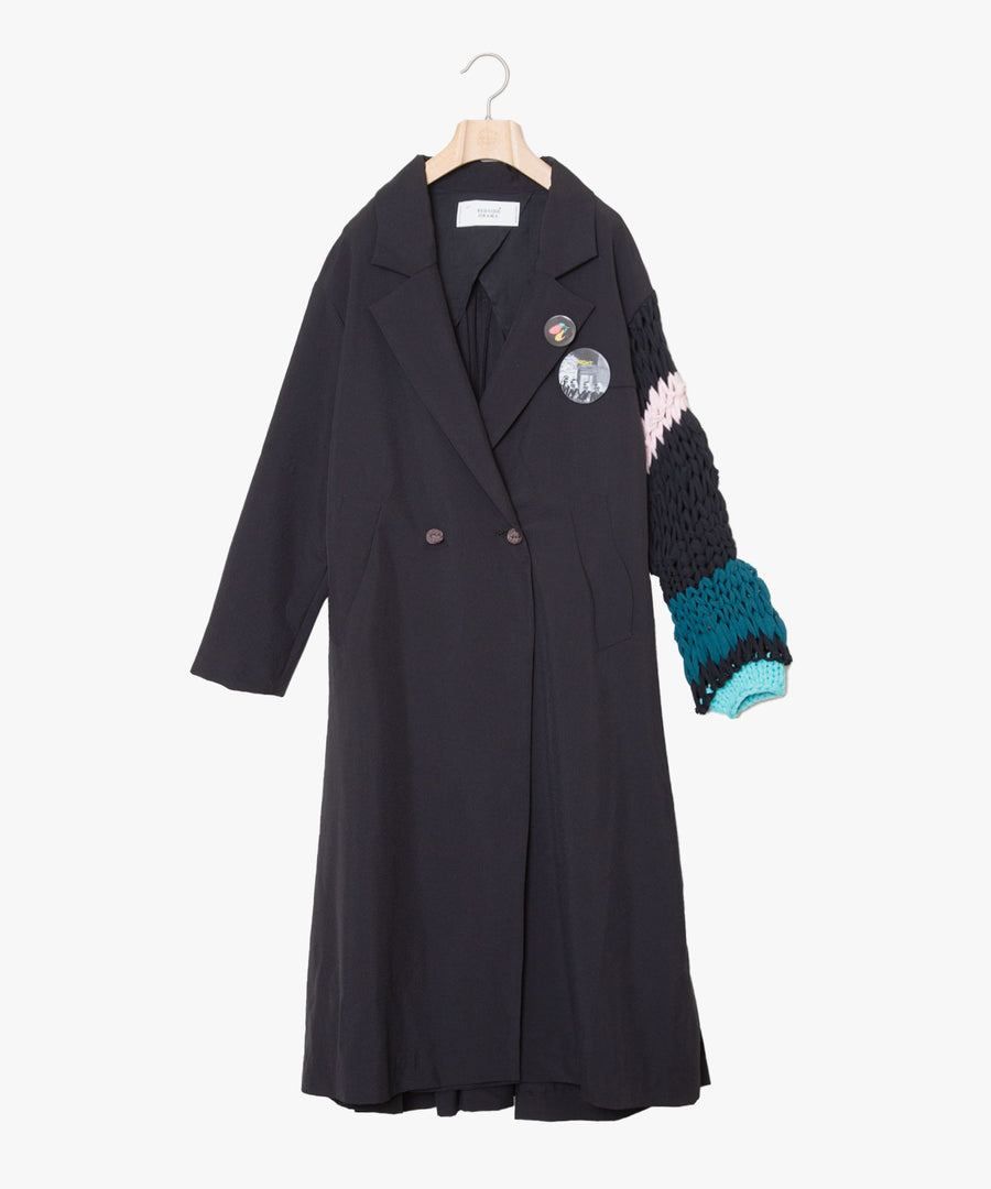 BSD25SS-01 Big Tuck Loose Sleeve Coat   BLACK