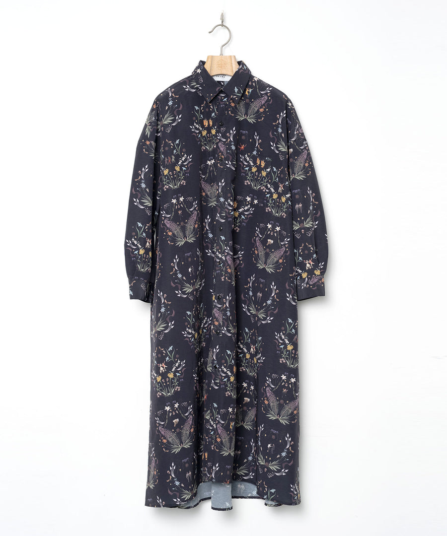 BSD26SS-15 Dance In The Garden Maxi Shirt BLACK