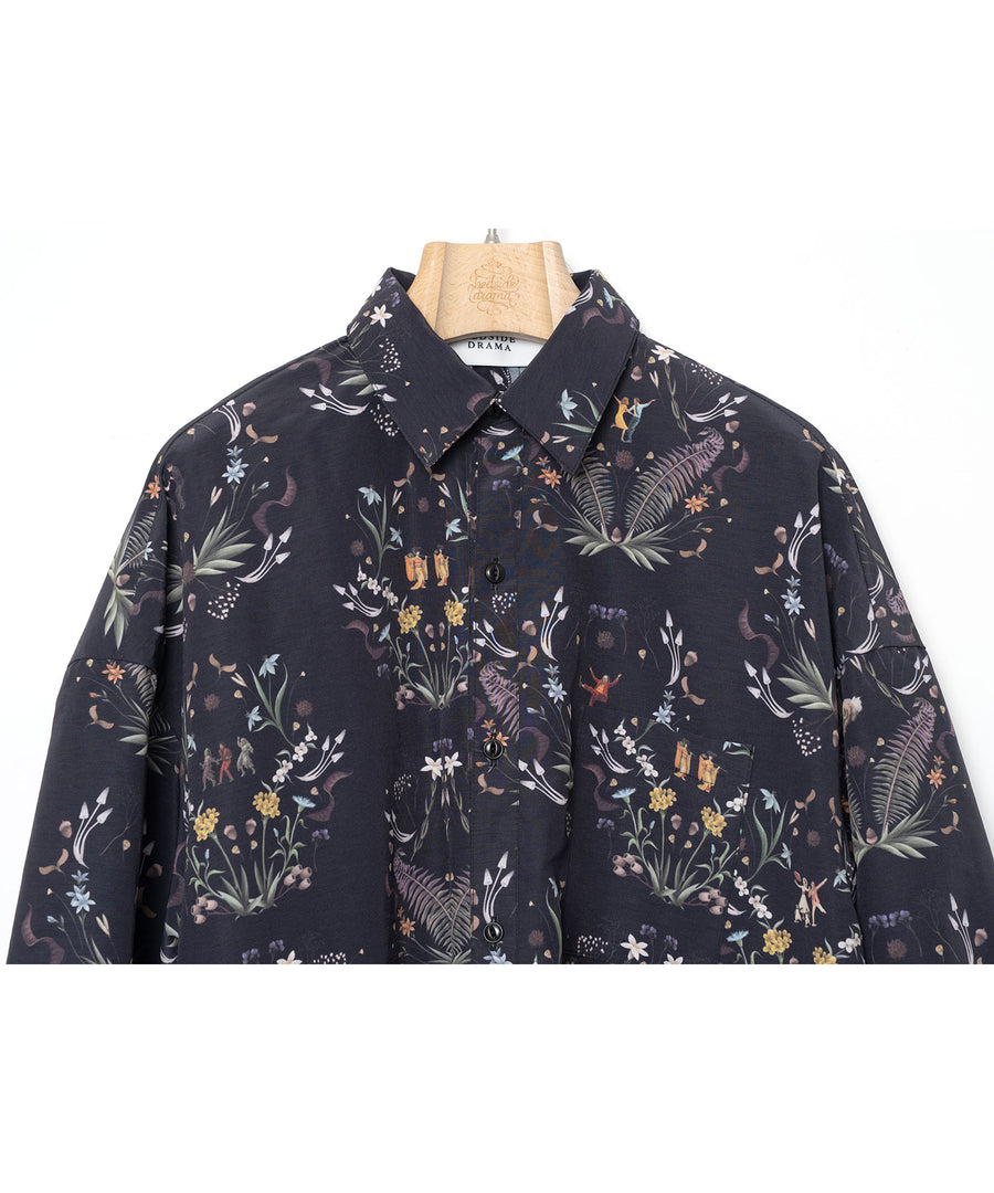 BSD26SS-15 Dance In The Garden Maxi Shirt BLACK