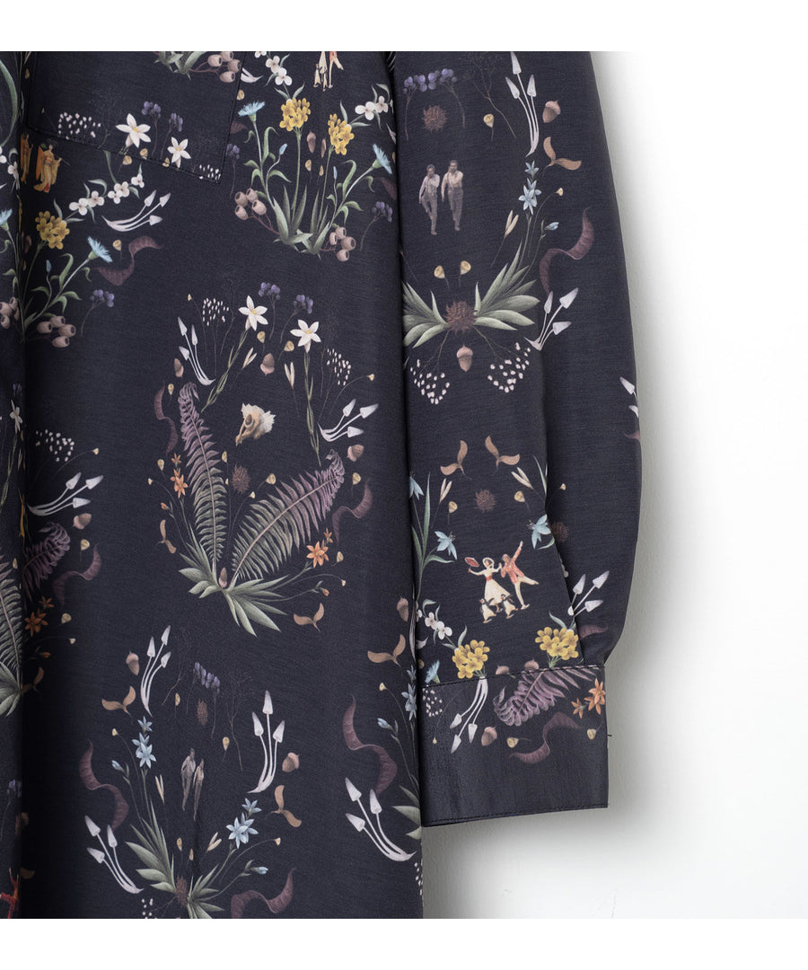 BSD26SS-15 Dance In The Garden Maxi Shirt BLACK
