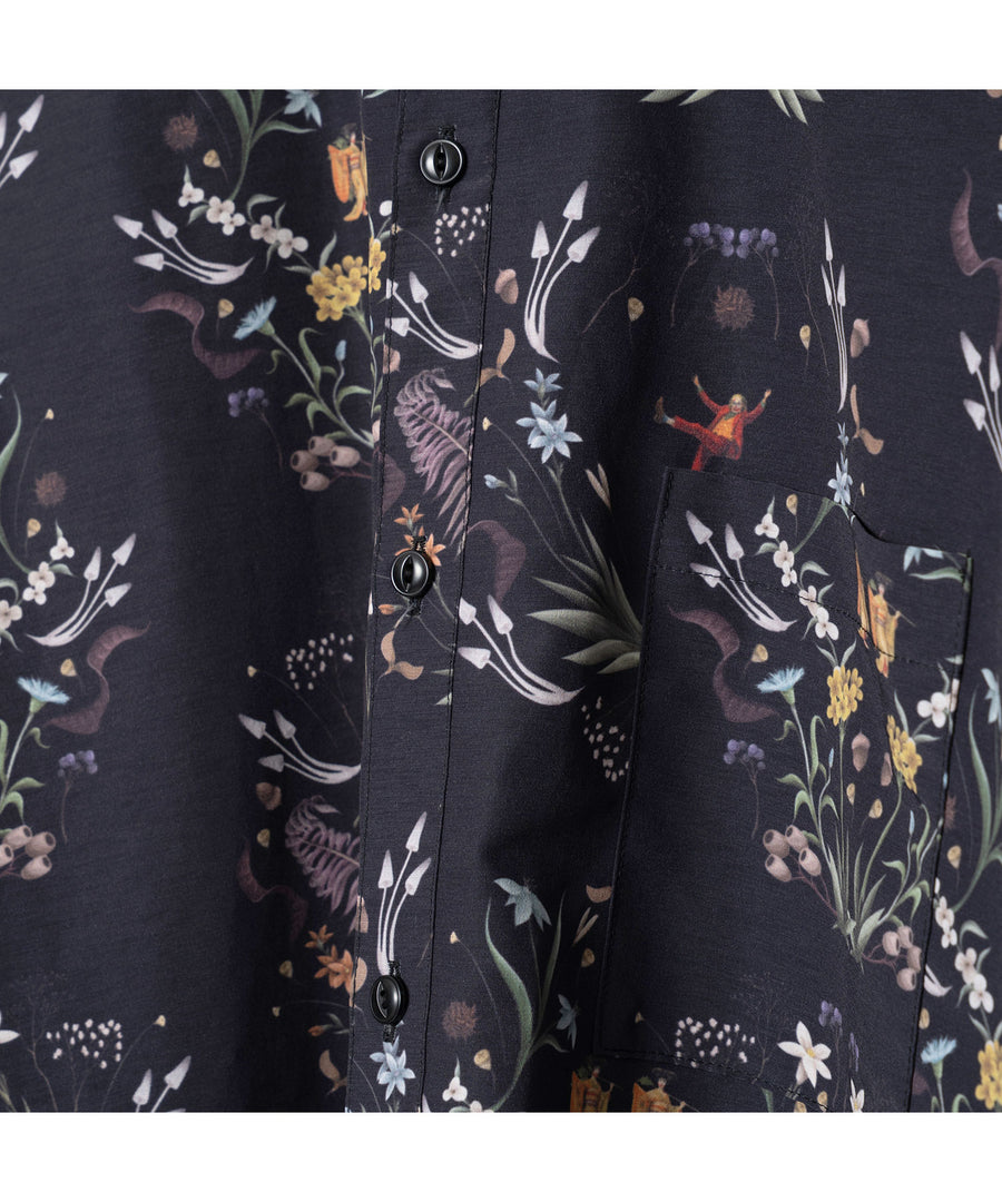 BSD26SS-15 Dance In The Garden Maxi Shirt BLACK