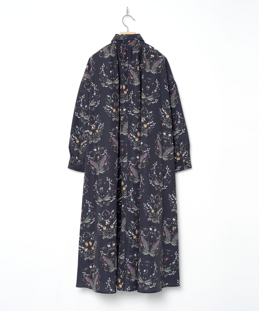 BSD26SS-15 Dance In The Garden Maxi Shirt BLACK