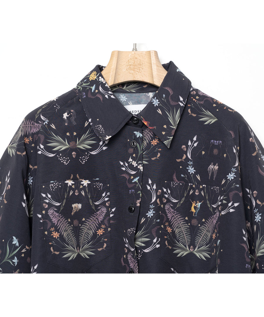 BSD26SS-16 Dance In The Garden Cape Shirt BLACK