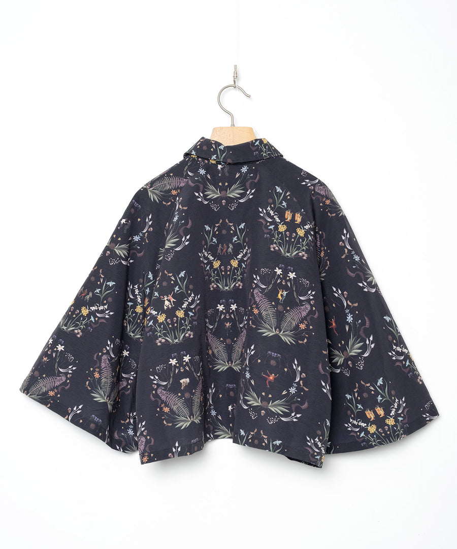 BSD26SS-16 Dance In The Garden Cape Shirt BLACK