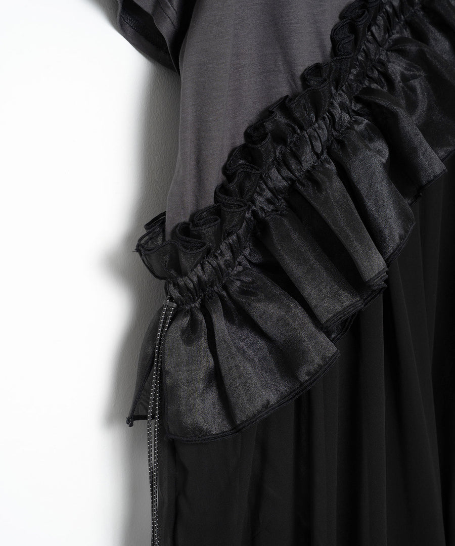 BSD26SS-08 Tutu Frill Tee Dress BLACK