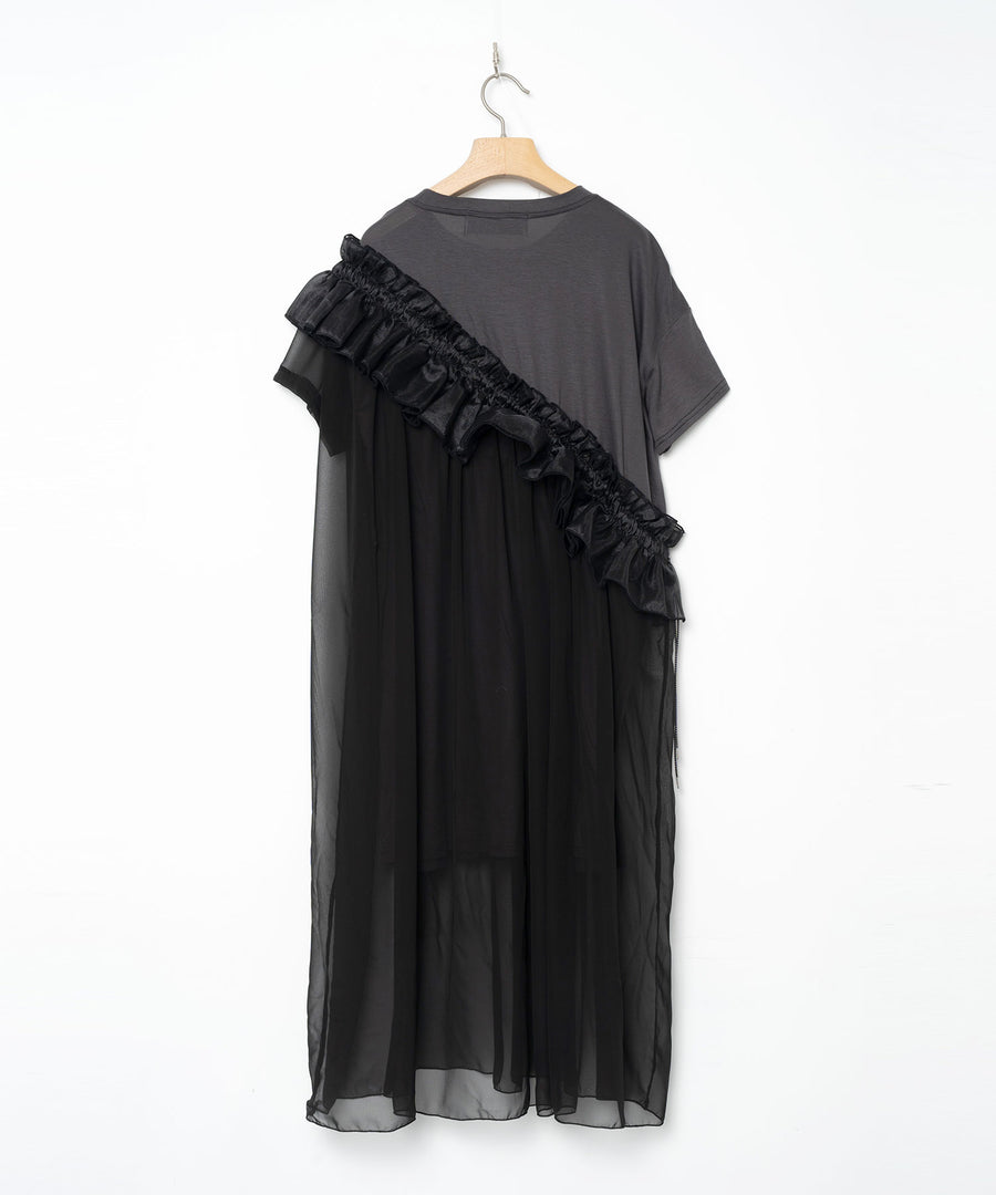 BSD26SS-08 Tutu Frill Tee Dress BLACK