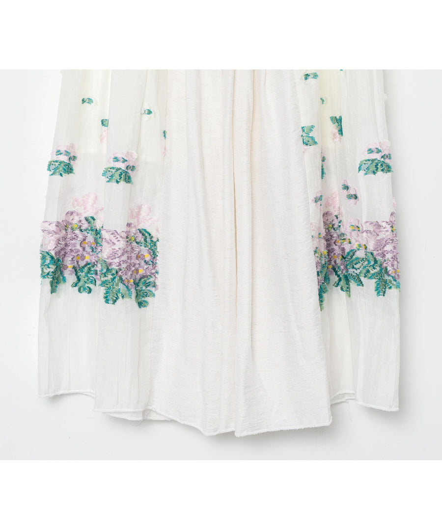 BSD26SS-03 Mosaic Garden Lace-Up Skirt WHITE