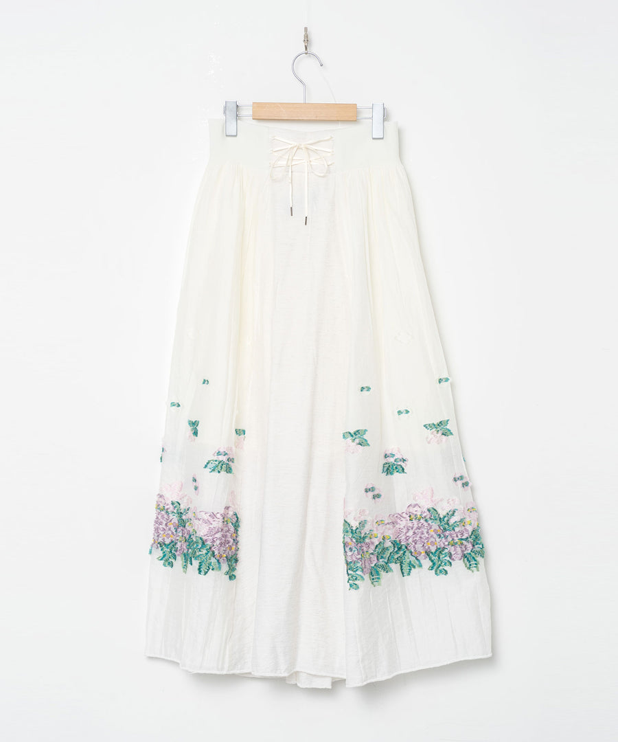 BSD26SS-03 Mosaic Garden Lace-Up Skirt WHITE