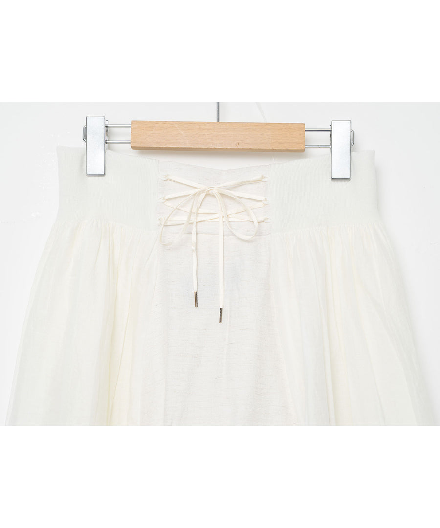 BSD26SS-03 Mosaic Garden Lace-Up Skirt WHITE