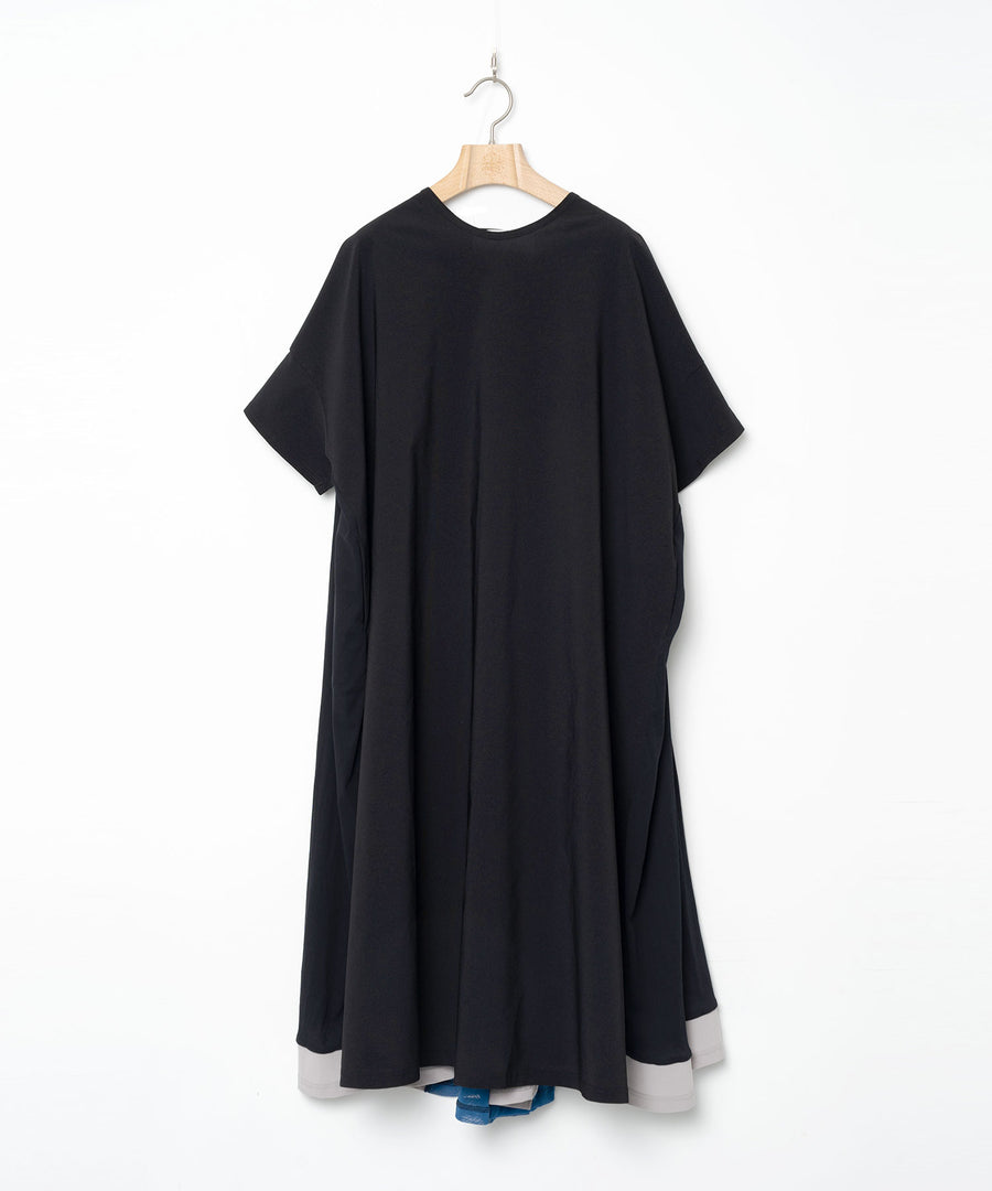 BSD26SS-22 Draped Maxi Tee Dress BLACK
