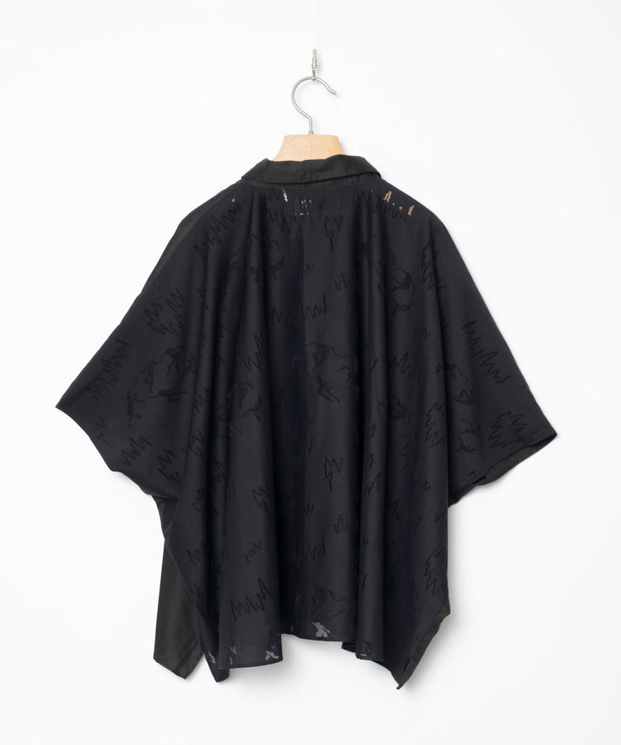 BSD26SS-10 Dancing Lace poncho shirt BLACK