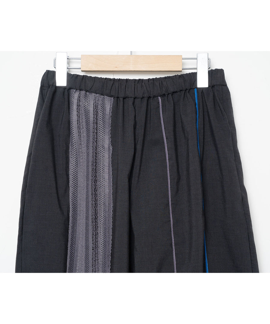 BSD26SS-06 Mixed Frill Pants BLACK