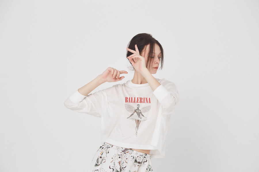 BSD26SS-24C NEO BALLERINA  Wide L/S Tee WHITE