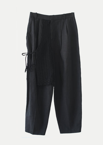 Lace Apron Barrel Pants / BLACK