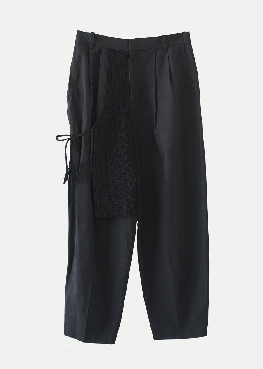 Lace Apron Barrel Pants / BLACK