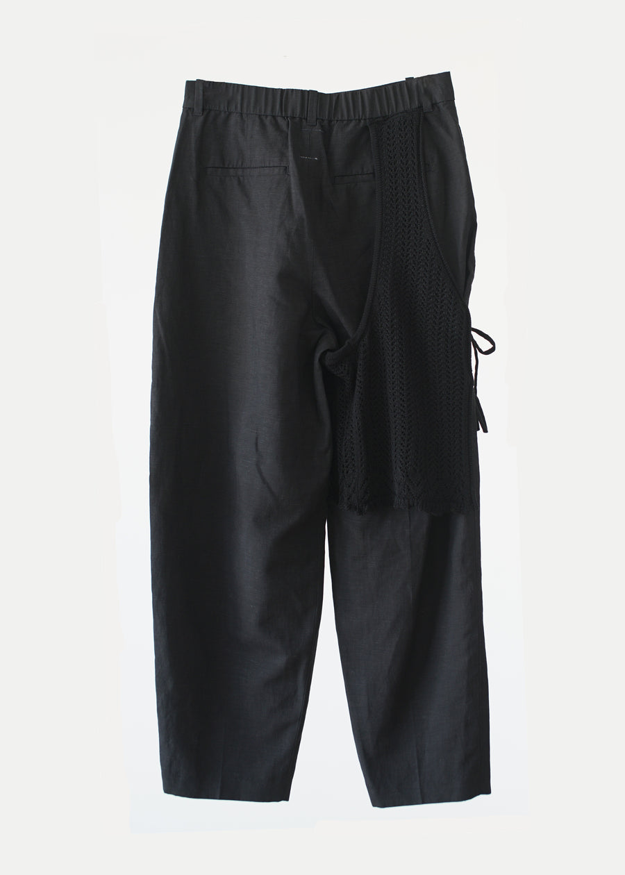 Lace Apron Barrel Pants / BLACK