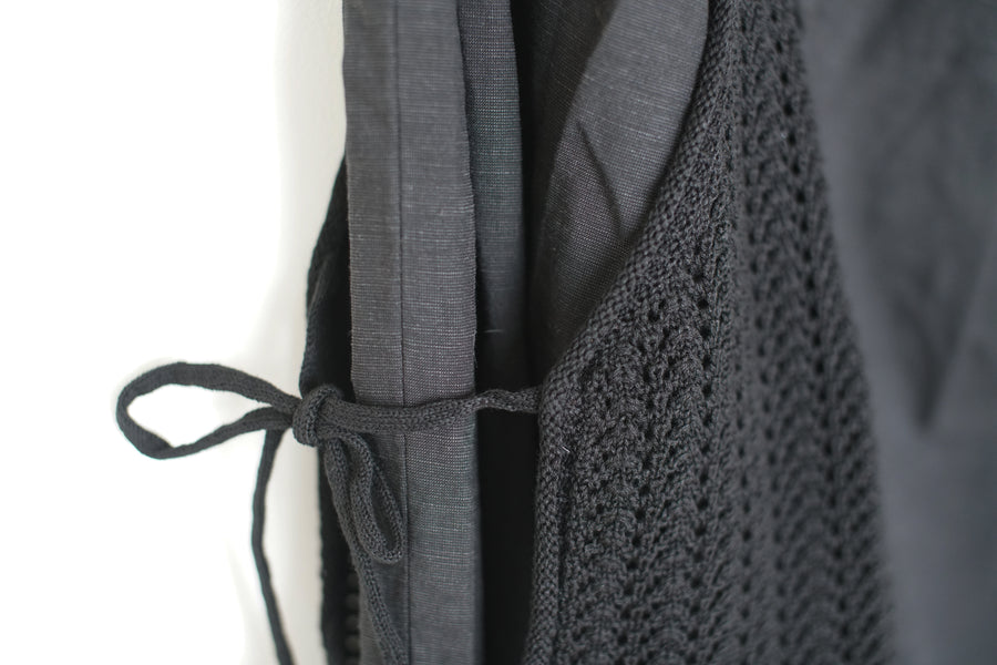 Lace Apron Barrel Pants / BLACK
