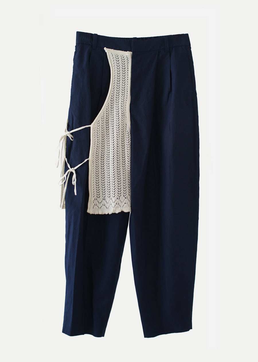 Lace Apron Barrel Pants / NAVY