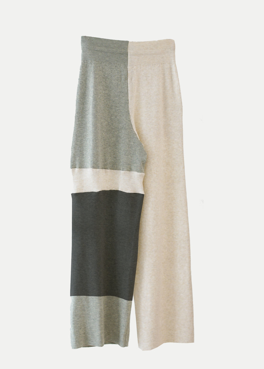 Rib Relax Mix Pants / GREY