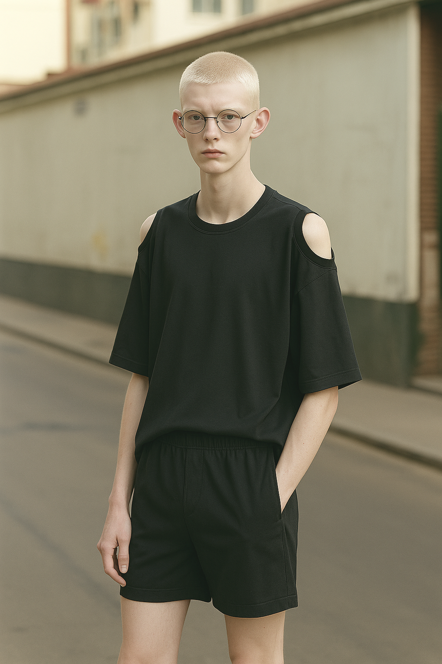 Panel Wide Tee / BLACK