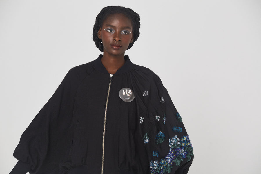 BSD26SS-01 Mosaic Garden Blouson BLACK