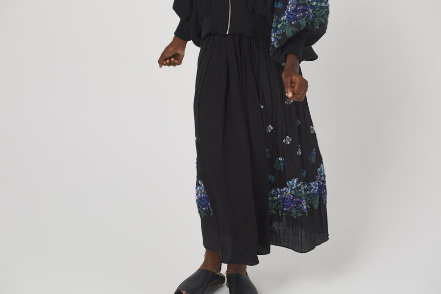 BSD26SS-03 Mosaic Garden Lace-Up Skirt BLACK