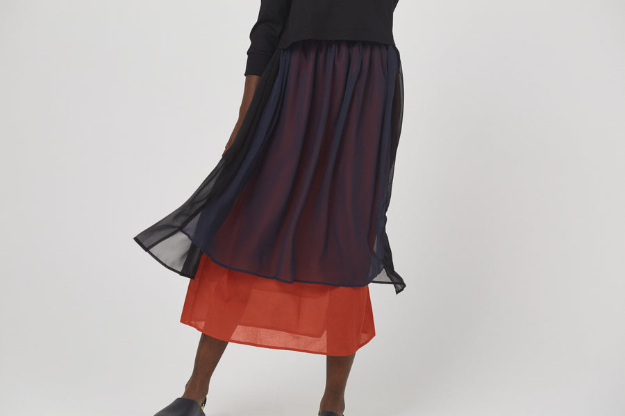 BSD26SS-09 Mirage Layer Skirt BLACK