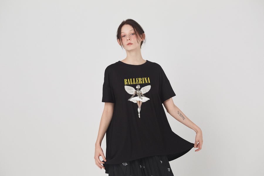 BSD26SS-25C NEO BALLERINA Flare T-Shirt BK