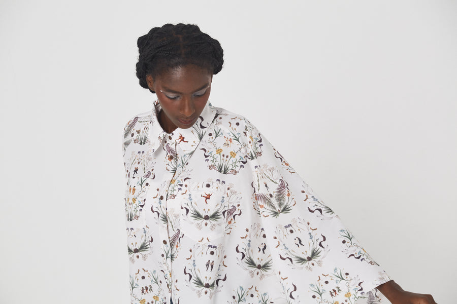 BSD26SS-16 Dance In The Garden Cape Shirt NATURAL