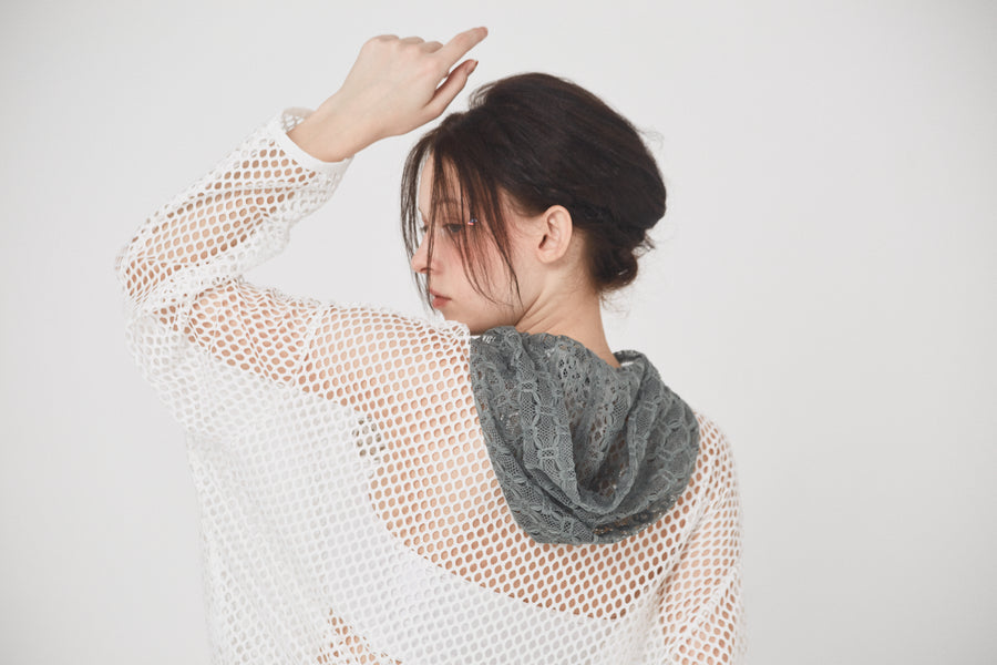 BSD26SS-20 Ultra Mesh Hoodie WHITE