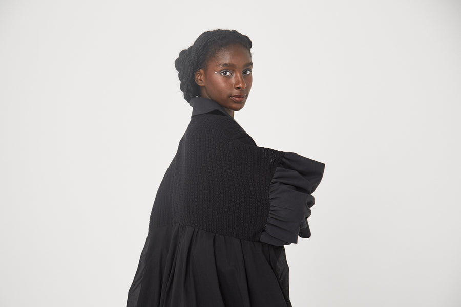 BSD26SS-04 Mixed Tutu Coat BLACK