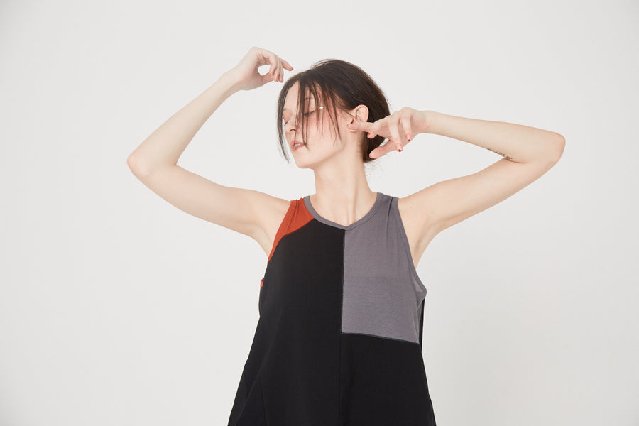 BSD26SS-23 Colored Tank Dress BLACK