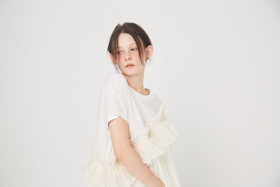 BSD26SS-08 Tutu Frill Tee Dress WHITE
