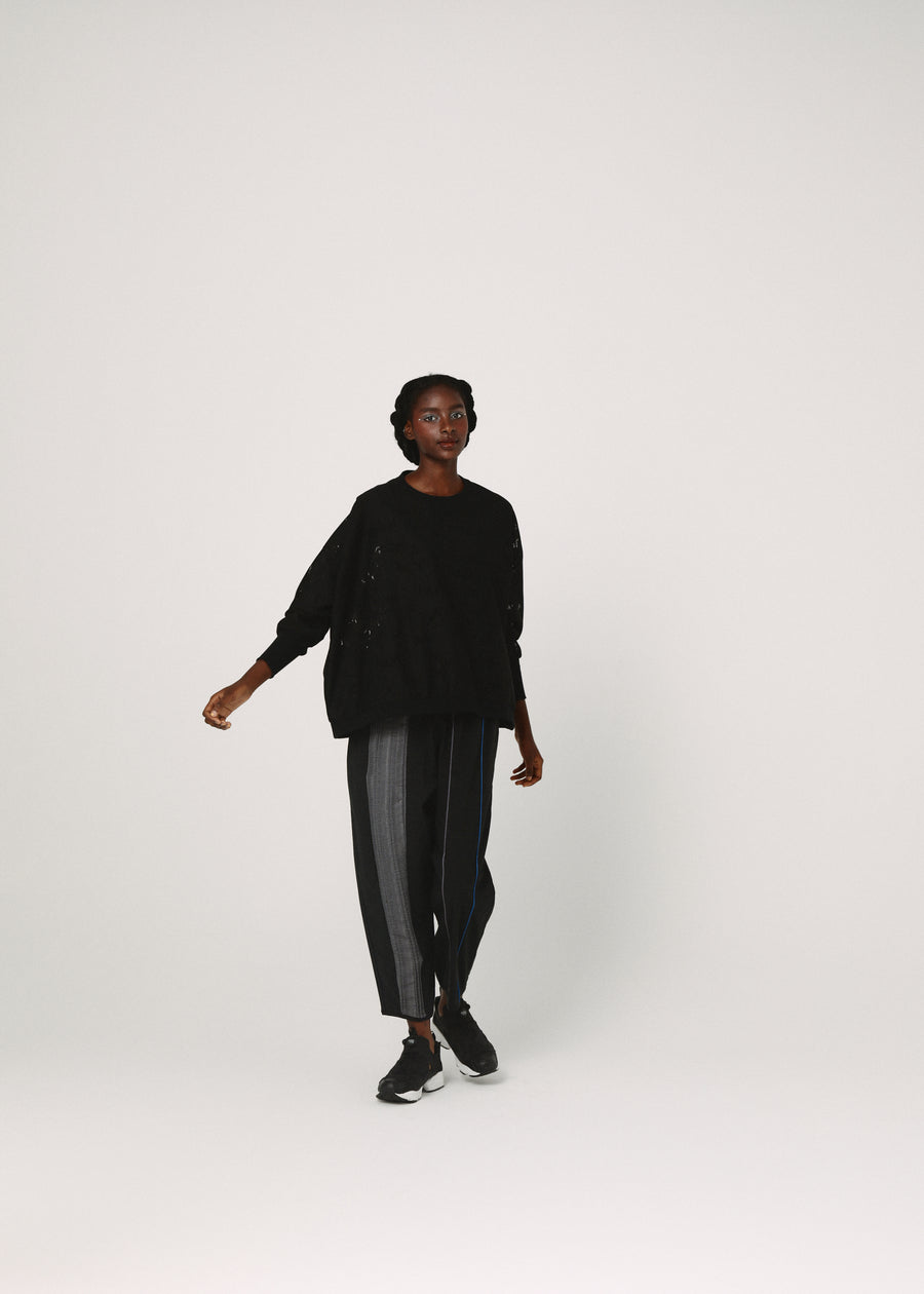 BSD26SS-06 Mixed Frill Pants BLACK