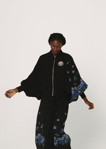 BSD26SS-01 Mosaic Garden Blouson BLACK