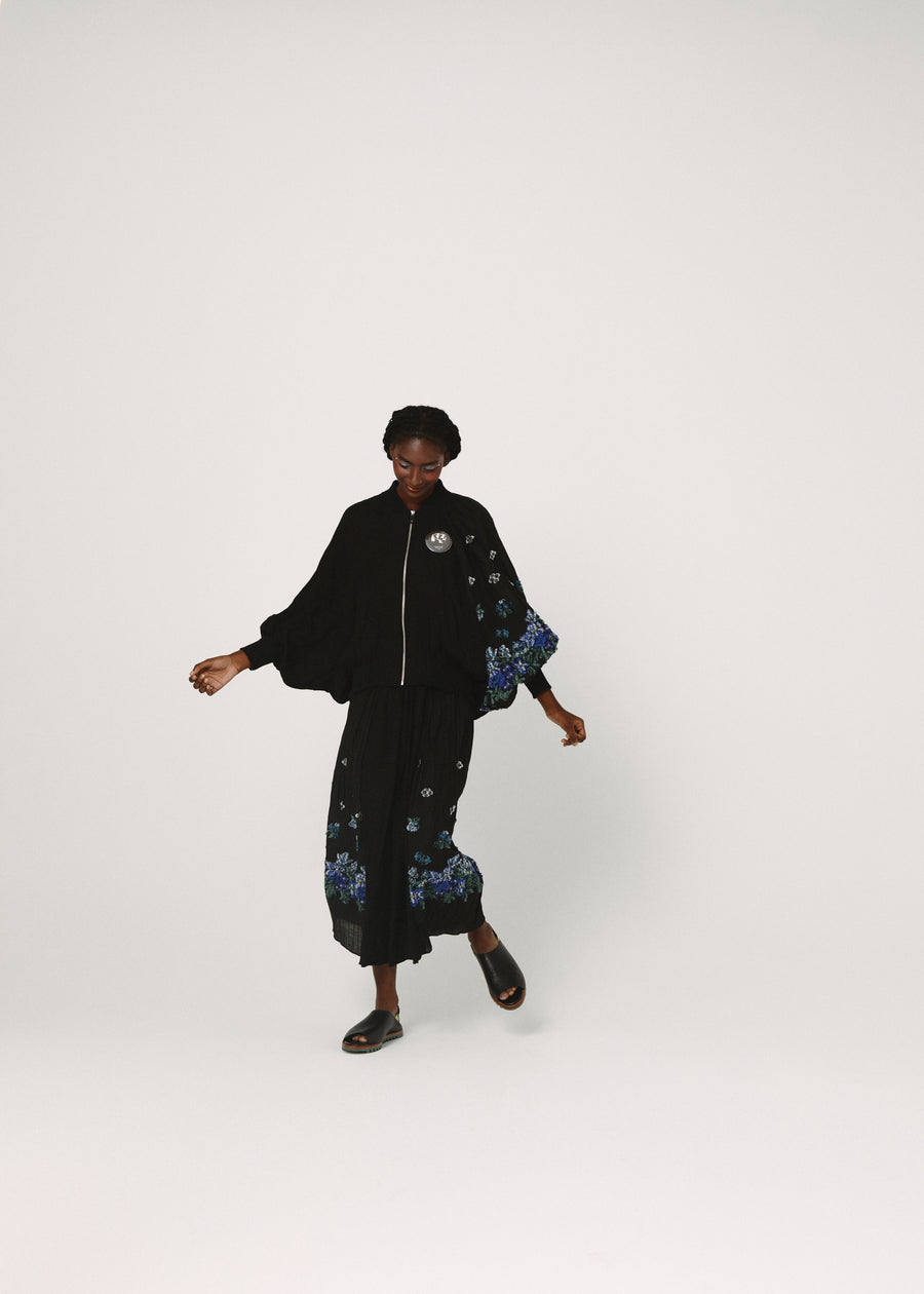 BSD26SS-01 Mosaic Garden Blouson BLACK