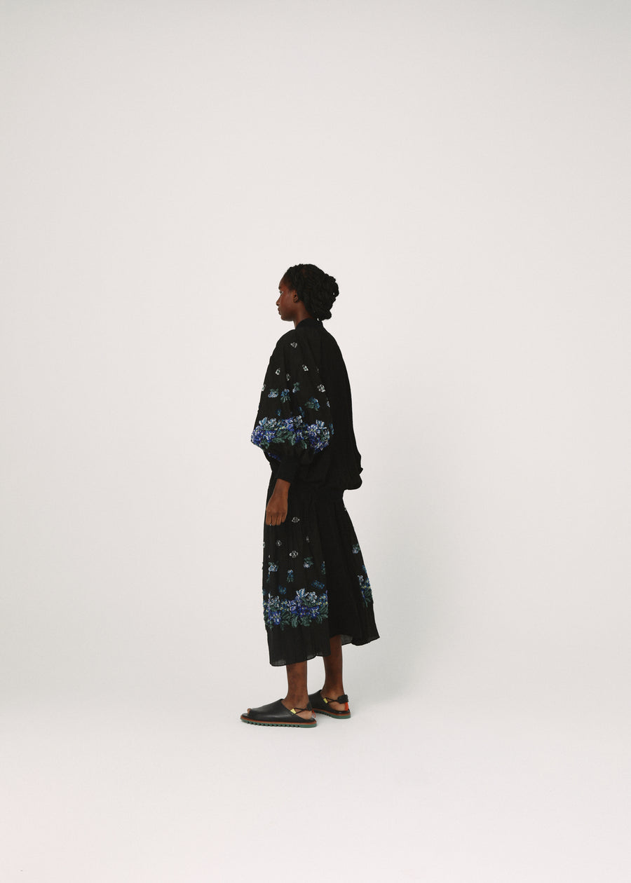 BSD26SS-03 Mosaic Garden Lace-Up Skirt BLACK