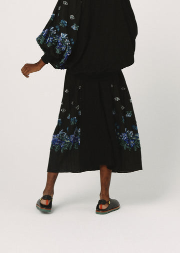 BSD26SS-03 Mosaic Garden Lace-Up Skirt BLACK