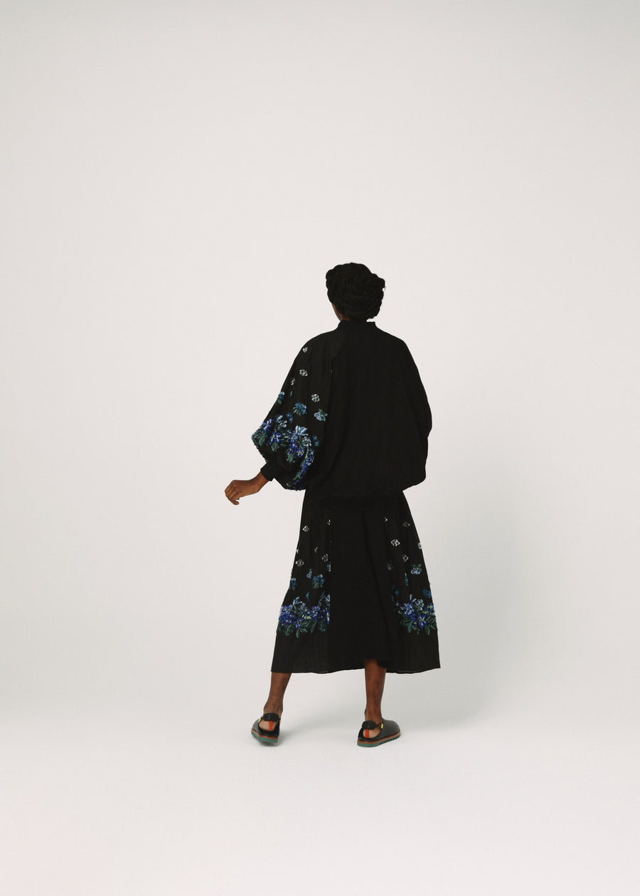 BSD26SS-03 Mosaic Garden Lace-Up Skirt BLACK