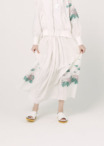 BSD26SS-03 Mosaic Garden Lace-Up Skirt WHITE