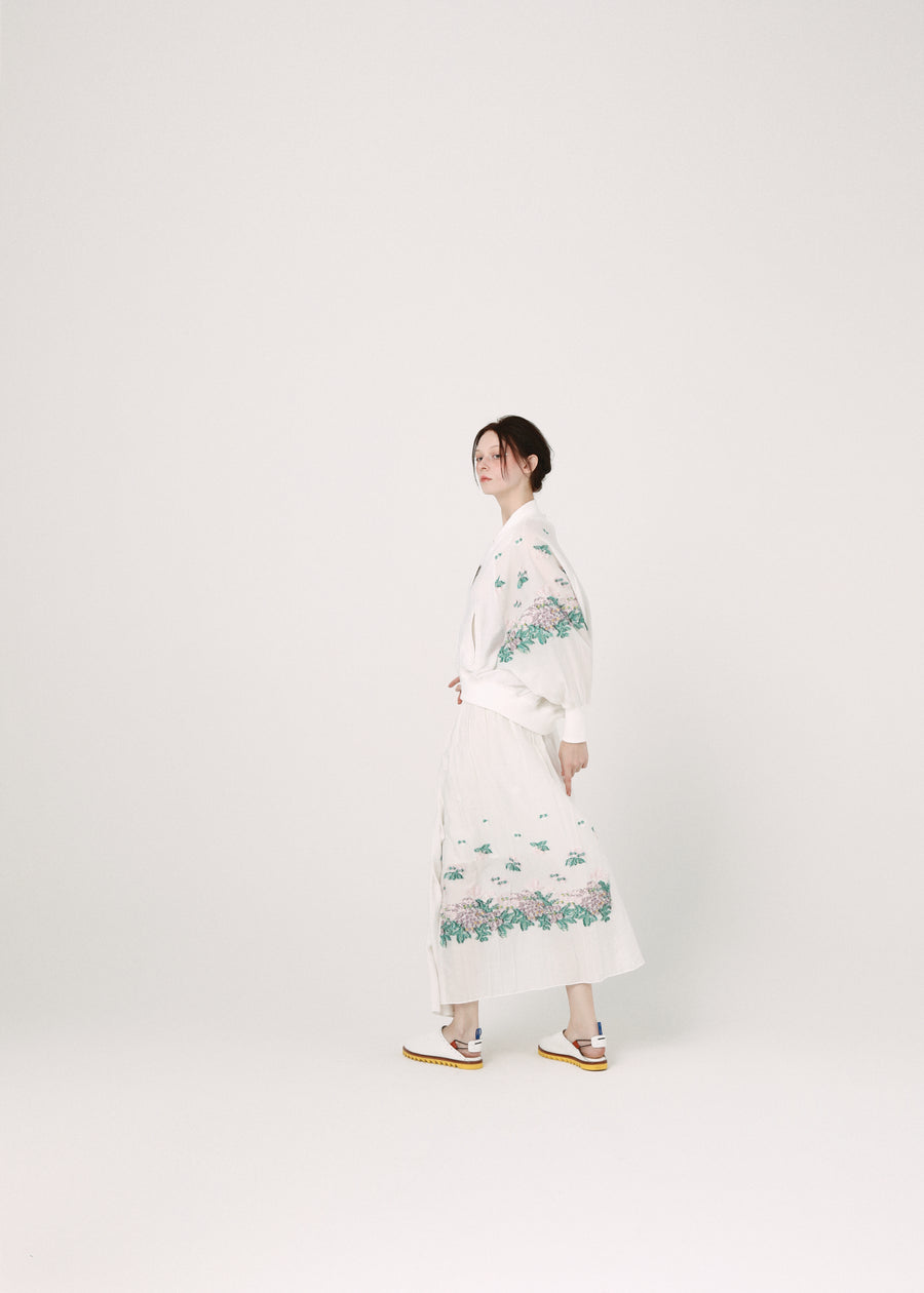 BSD26SS-03 Mosaic Garden Lace-Up Skirt WHITE