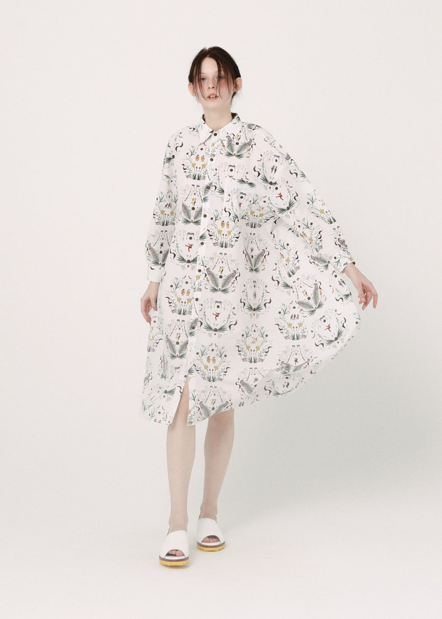 BSD26SS-15 Dance In The Garden Maxi Shirt NATURAL