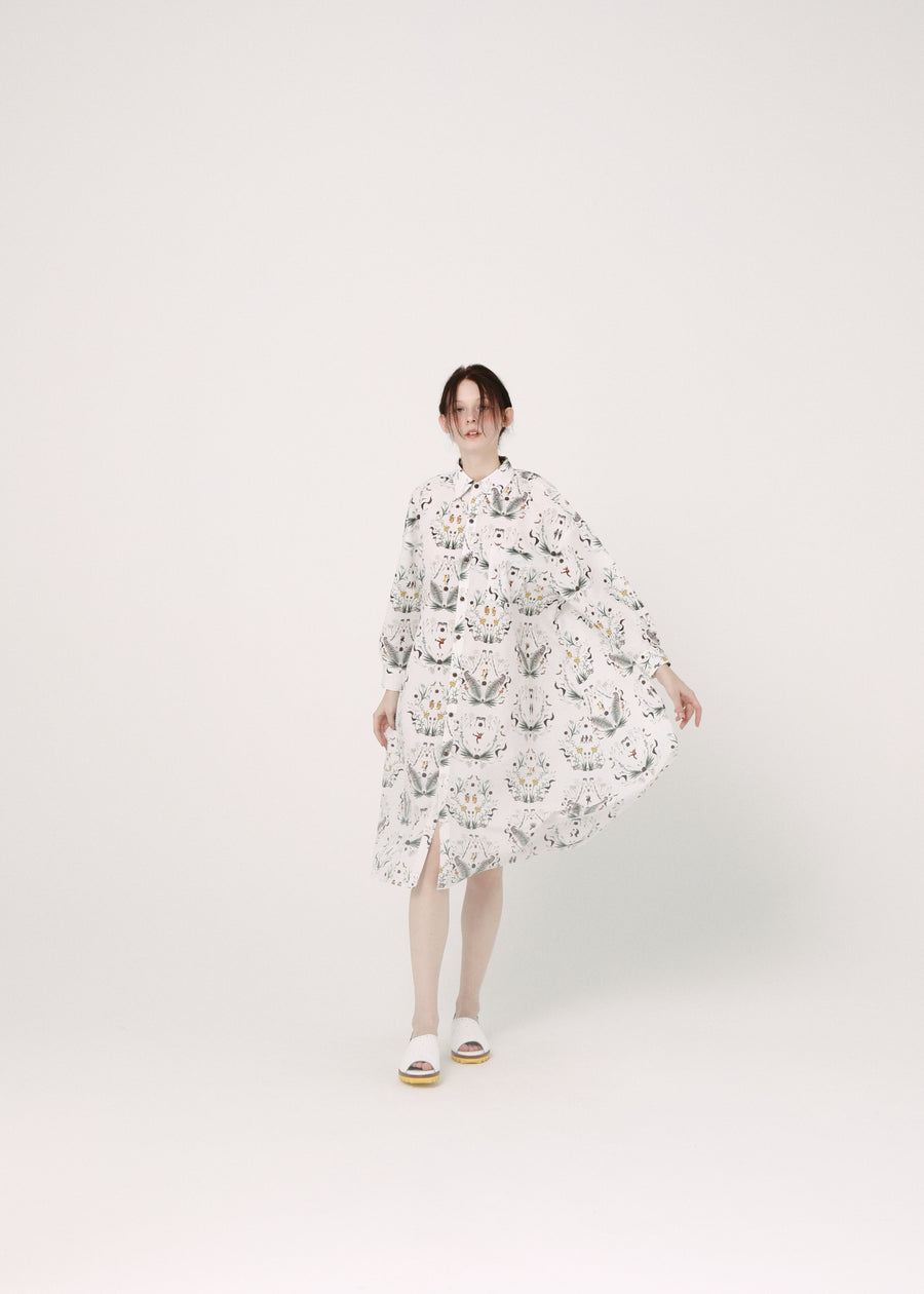 BSD26SS-15 Dance In The Garden Maxi Shirt NATURAL