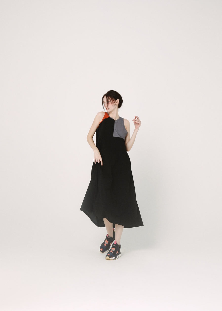BSD26SS-23 Colored Tank Dress BLACK
