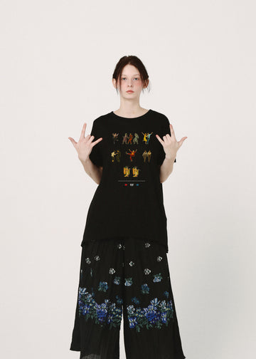 BSD26SS-25A OMNIDANCE Flare T-Shirt BK
