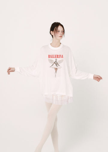 BSD26SS-24C NEO BALLERINA  Wide L/S Tee WHITE