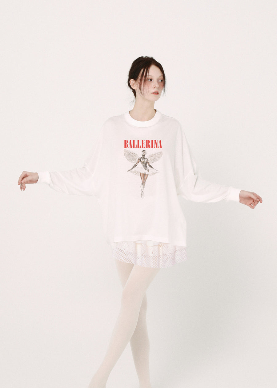 BSD26SS-24C NEO BALLERINA  Wide L/S Tee WHITE