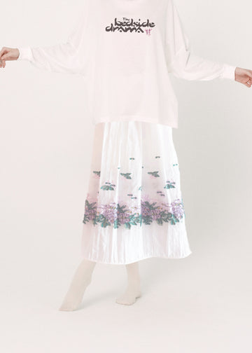 BSD26SS-29 Mosaic Garden Simple Skirt WHITE