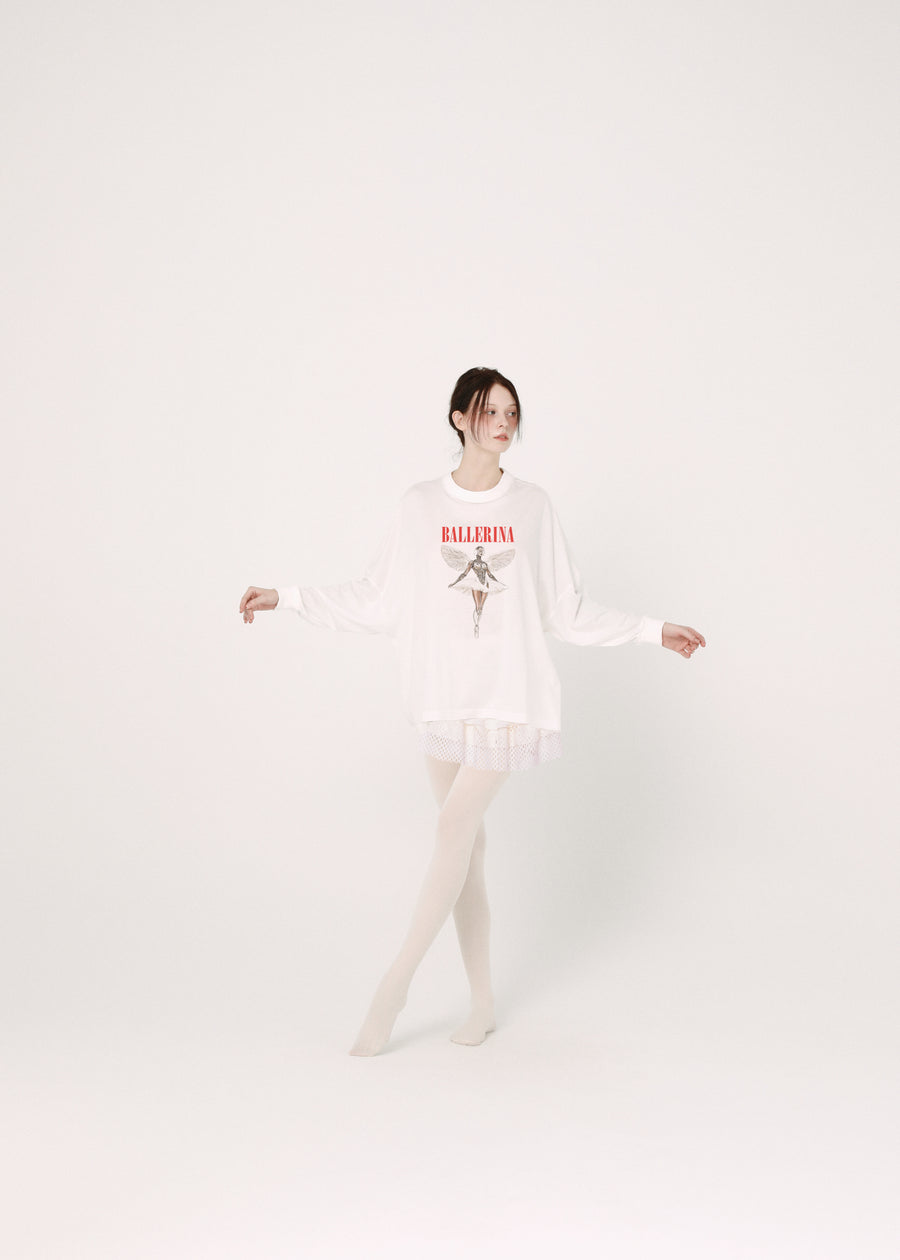 BSD26SS-24C NEO BALLERINA  Wide L/S Tee WHITE