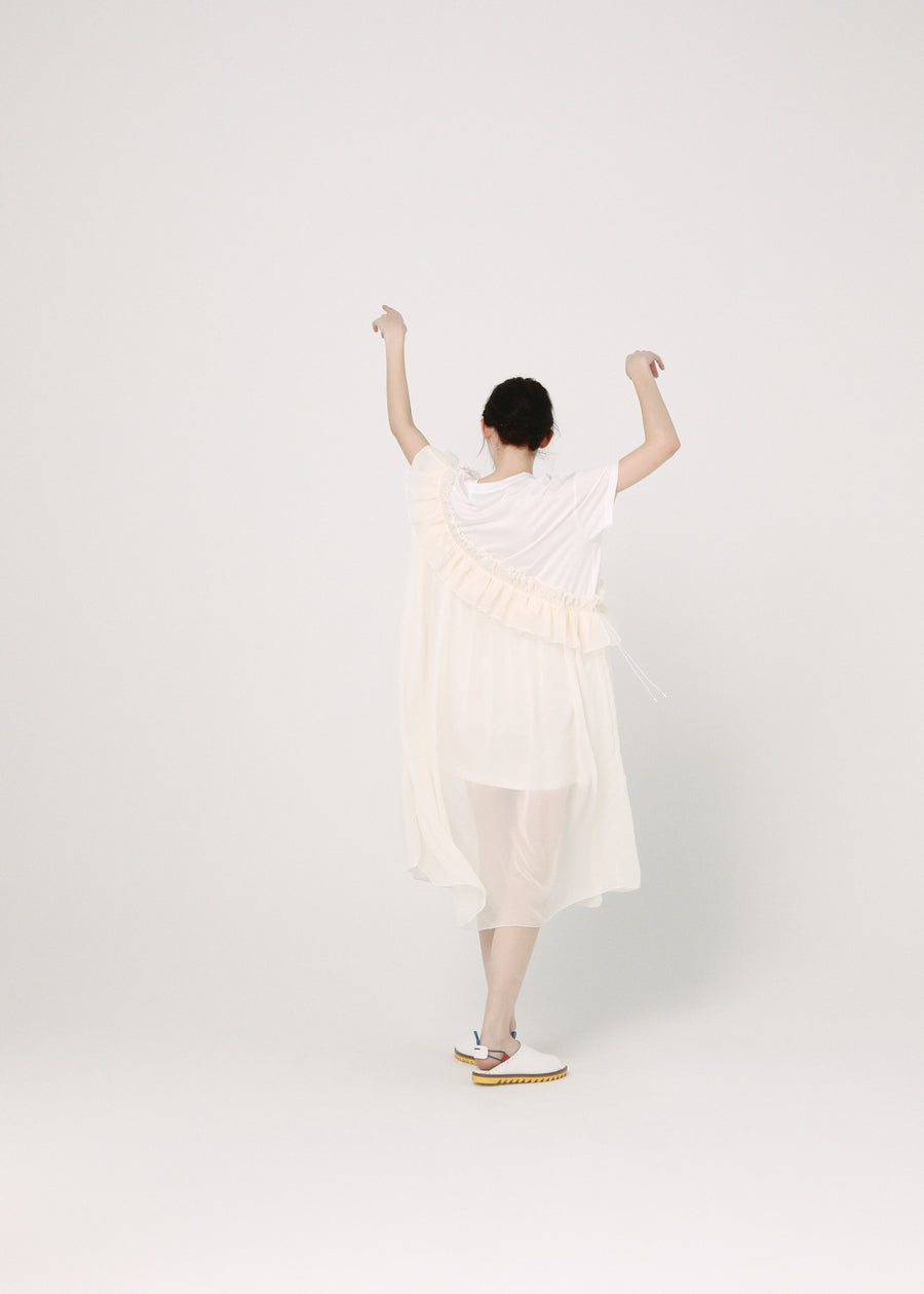 BSD26SS-08 Tutu Frill Tee Dress WHITE